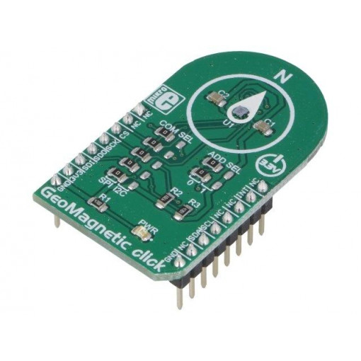 GEOMAGNETIC CLICK; Click board; magnetic field sensor; GPIO,I2C,SPI; BMM150; 3.3VDC; MIKROELEKTRONIKA