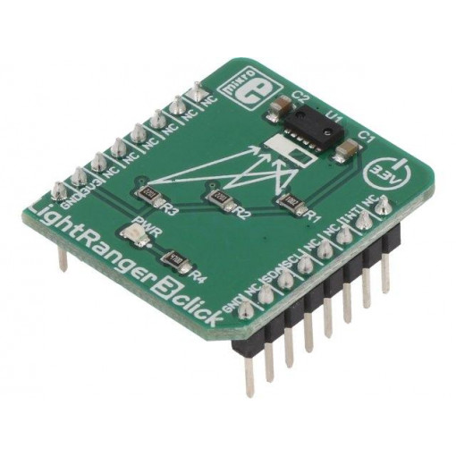 LIGHTRANGER 3 CLICK; Click board; optical range sensor; I2C; RFD77402; 3.3VDC; MIKROELEKTRONIKA