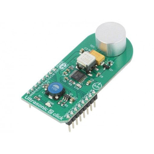 ULTRASONIC 2 CLICK; Click board; ultrasonic range finder; SPI; PGA460; 3.3VDC; MIKROELEKTRONIKA