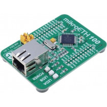 MIKROETH 100 BOARD; Expansion board; RJ45; Features: ETHERNETENC624J600 controller; MIKROELEKTRONIKA