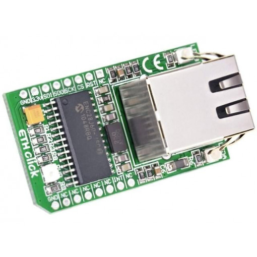 ETH CLICK; Click board; Ethernet controller; SPI; ENC28J60; 3.3VDC; MIKROELEKTRONIKA