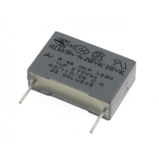 R46KI310000M1M; Capacitor: polypropylene; X2; 100nF; 15mm; ±20%; 18x5x11mm; 275VAC; KEMET