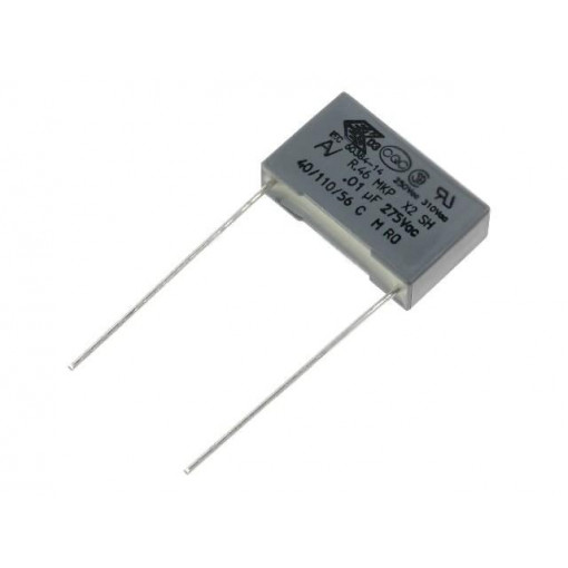 R46KI21005001M; Capacitor: polypropylene; X2; 10nF; 15mm; ±20%; 18x5x11mm; 275VAC; KEMET