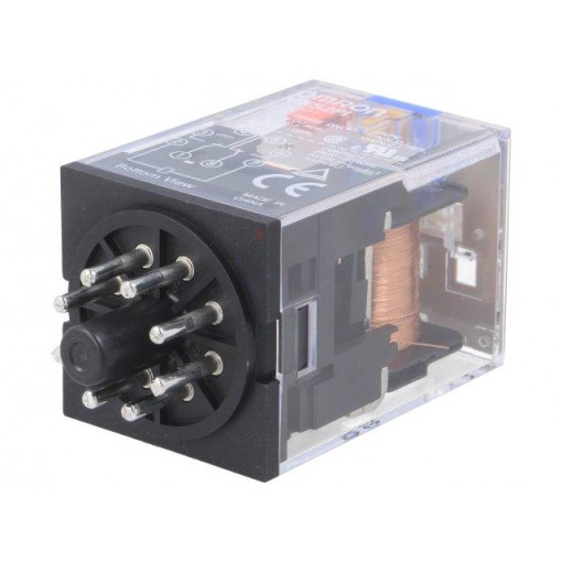 MKS2PI DC24; Relay: electromagnetic; DPDT; Ucoil: 24VDC; 10A/250VAC; 10A/30VDC; OMRON