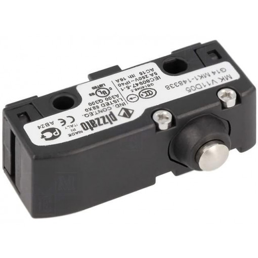 MK V11D05; Microswitch SNAP ACTION; with pin; SPDT; 6A/250VAC; 5A/24VDC; PIZZATO ELETTRICA