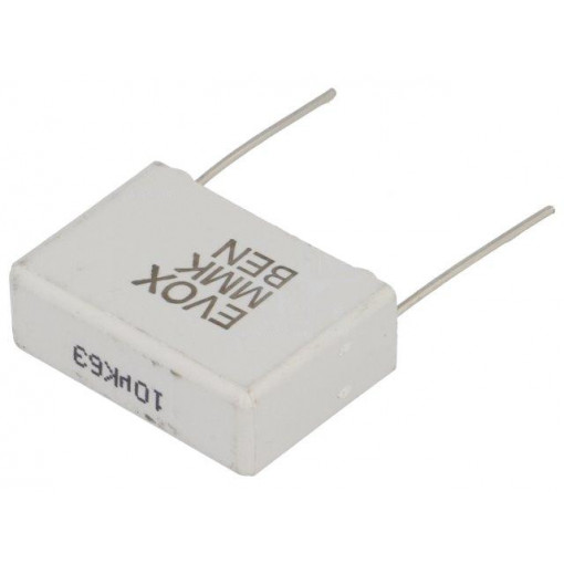 MMK22.5106K63D15L16.5TR18; Capacitor: polyester; 10uF; 40VAC; 63VDC; Pitch: 22.5mm; ±10%; KEMET