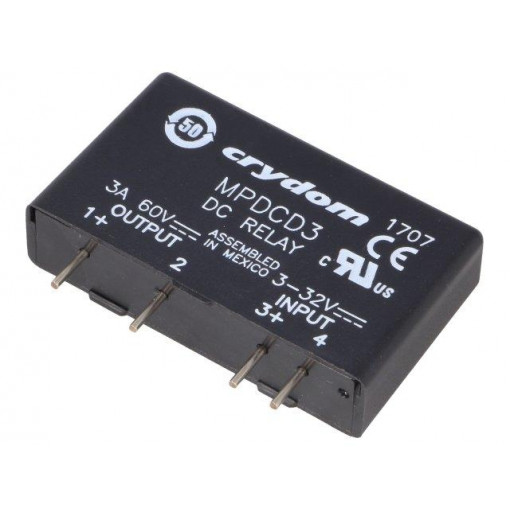 MPDCD3; Relay: solid state; Ucntrl: 3÷32VDC; 3A; 3÷60VDC; THT; SIP; -40÷80°C; CRYDOM MPDCD3; Relay: solid state; Ucntrl: 3÷32VDC; 3A; 3÷60VDC; THT; SIP; -40÷80°C; CRYDOM