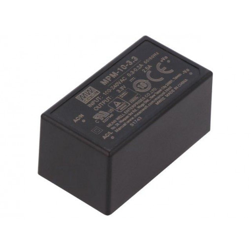 MPM-10-3.3; Power supply: switched-mode; modular; 8.3W; 3.3VDC; 2.5A; 35g; 78%; MEAN WELL