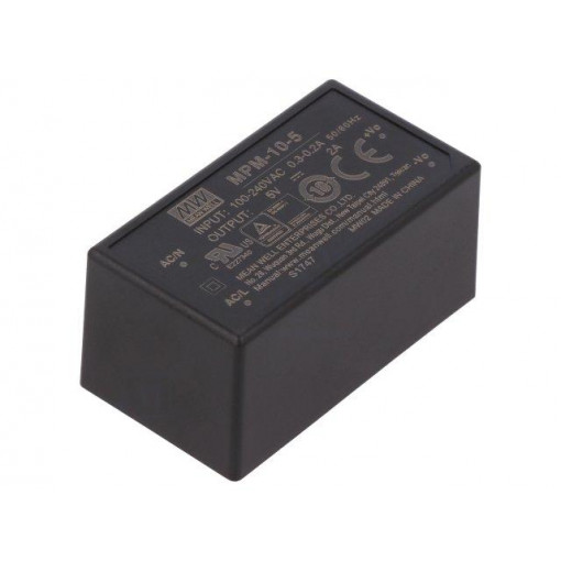 MPM-10-5; Power supply: switched-mode; modular; 10W; 5VDC; 45.7x25.4x21.5mm; MEAN WELL
