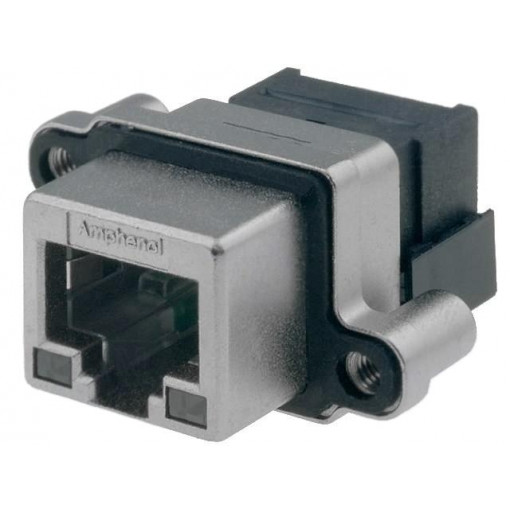 MRJ-5381-M1; Socket; RJ45; with LED; UL94V-0; IP67; THT; for panel mounting; AMPHENOL