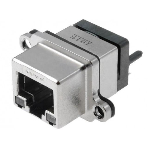 MRJ-5481-01; Socket; RJ45; with LED; UL94V-0; IP67; THT; for panel mounting; AMPHENOL