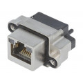 MRJR-5480-0F; Socket; RJ45; with LED; IP68; THT; for panel mounting; straight; AMPHENOL