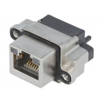 MRJR-5480-0F; Socket; RJ45; with LED; IP68; THT; for panel mounting; straight; AMPHENOL