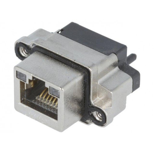 MRJR-5480-0F; Socket; RJ45; with LED; IP68; THT; for panel mounting; straight; AMPHENOL
