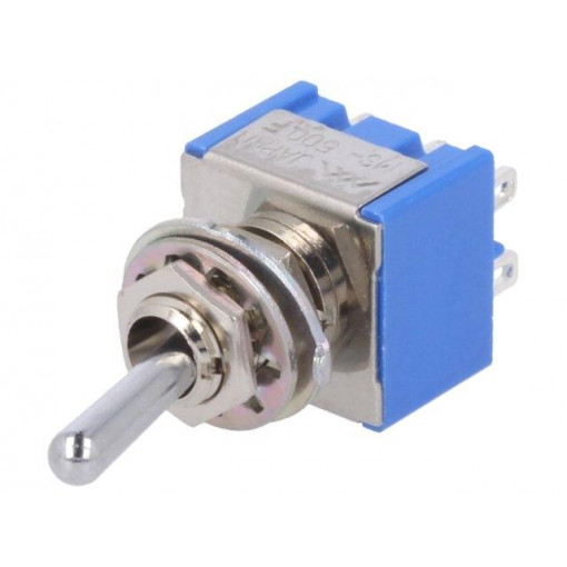 MS-500F-B; Switch: toggle; Pos: 2; DPDT; ON-ON; 6A/125VAC; Leads: for soldering; MIYAMA MS-500F-B; Switch: toggle; Pos: 2; DPDT; ON-ON; 6A/125VAC; Leads: for soldering; MIYAMA
