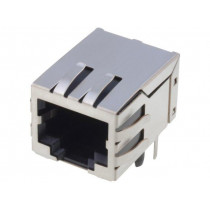 MTJ-88GX1-FSD-PG6; Socket; RJ45; PIN: 8; shielded,panel ground terminals; THT; ADAM TECH