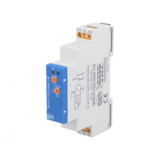 MTR17-TCD-U240-116; Timer; 1s÷100h; SPDT; 250VAC/16A; 12÷240VAC; 12÷240VDC; DIN; IP20; DOBRY CZAS