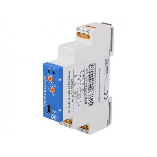 MTR17-TPA-U240-208; Timer; 1s÷100h; SPDT x2; 250VAC/8A; 12÷240VAC; 12÷240VDC; DIN; IP20; DOBRY CZAS