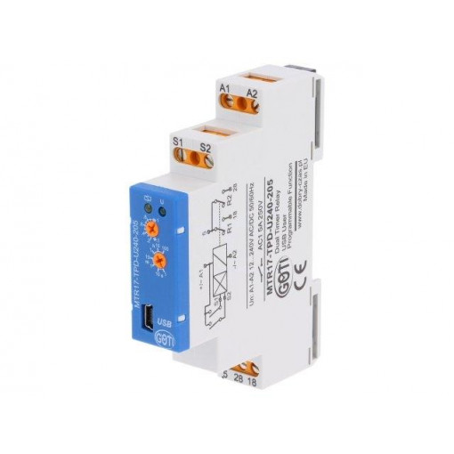 MTR17-TPD-U240-205; Timer; 1s÷100h; SPDT x2; 250VAC/5A; 12÷240VAC; 12÷240VDC; DIN; IP20; DOBRY CZAS