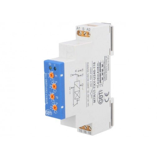 MTR17-TXY-U240-116; Timer; 1s÷100h; SPDT; 250VAC/16A; 12÷240VAC; 12÷240VDC; DIN; IP20; DOBRY CZAS