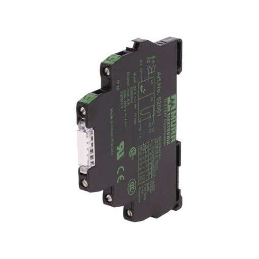 52350; Relay: interface; SPDT; Ucoil: 24VDC; 6A; 6A/250VAC; 1A/24VDC; IP20; MURR ELEKTRONIK 52350; Relay: interface; SPDT; Ucoil: 24VDC; 6A; 6A/250VAC; 1A/24VDC; IP20; MURR ELEKTRONIK