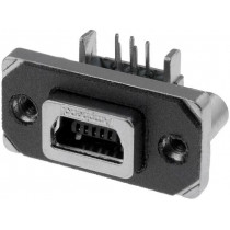 MUSB-B151-34; Socket; USB B mini; MUSB; on PCBs,for panel mounting,screw; THT; AMPHENOL