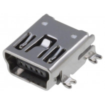MUSB-B5-S-RA-TSMT-CS1; Socket; USB B mini; SMT; horizontal; USB 2.0; gold-plated; ADAM TECH