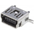 MUSB-B5-S-VT-TSMT-1; Socket; USB B mini; SMT; vertical; USB 2.0; gold-plated; ADAM TECH