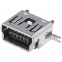 MUSB-B5-S-VT-TSMT-1; Socket; USB B mini; SMT; vertical; USB 2.0; gold-plated; ADAM TECH
