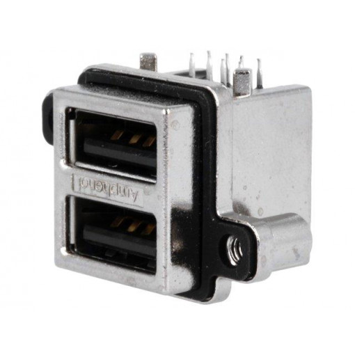 MUSB-C111-30; Socket; USB A; MUSB; on PCBs,for panel mounting,screw; THT; PIN: 8; AMPHENOL