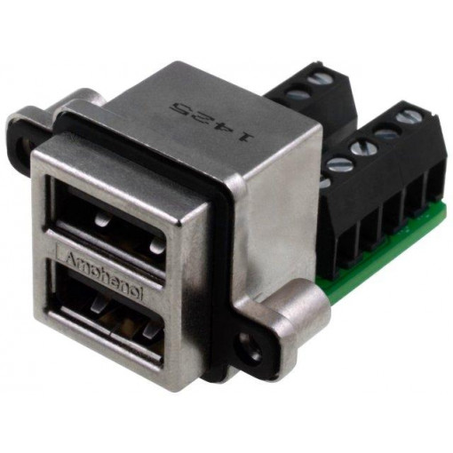 MUSB-C411-30; Socket; USB A; MUSB; for panel mounting,screw; screw terminal; AMPHENOL