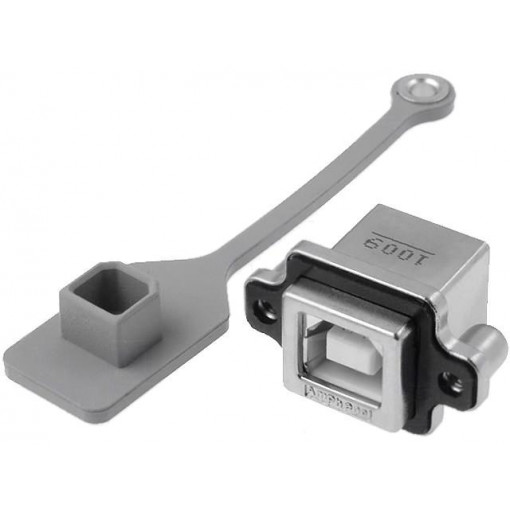 MUSB-D111-M1; Socket; USB B; MUSB; for panel mounting,screw; THT; angled 90°; AMPHENOL