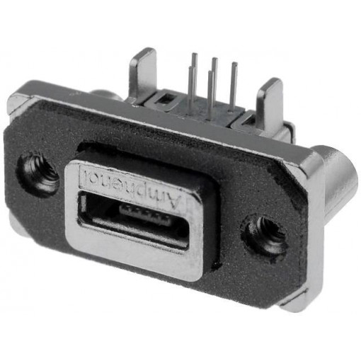 MUSB-K152-30; Socket; USB AB micro; MUSB; on PCBs,for panel mounting,screw; AMPHENOL