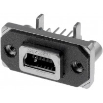 MUSB-B551-04; Socket; USB B mini; MUSB; on PCBs,for panel mounting,screw; THT; AMPHENOL