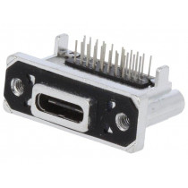 MUSBR-M1C1-30; Socket; USB C; THT; angled 90°; USB 3.1; IP67; gold-plated; 5A; AMPHENOL
