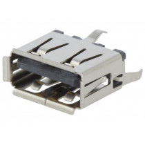 105057-0001; Socket; USB A; on PCBs; THT; PIN: 4; straight; USB 2.0; gold-plated; MOLEX