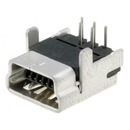 54819-0519; Socket; USB B mini; on PCBs; THT; PIN: 5; angled 90°; MOLEX