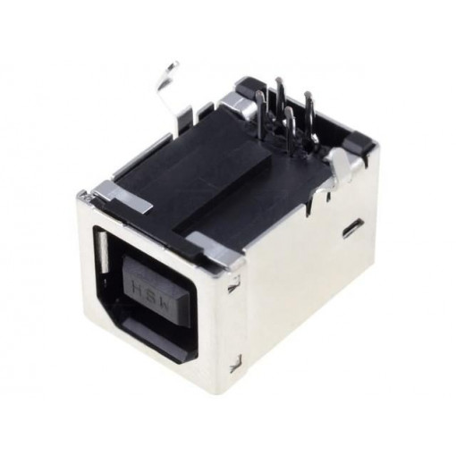 67068-7041; Socket; USB B; on PCBs; THT; PIN: 4; angled 90°; gold-plated; 760nm; MOLEX
