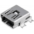 67503-1230; Socket; USB B mini; on PCBs; SMT; PIN: 5; horizontal; gold-plated; MOLEX
