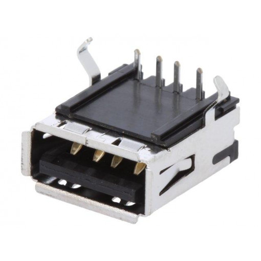 67643-3910; Socket; USB A; on PCBs; THT; PIN: 4; angled 90°; shielded; USB 2.0; MOLEX