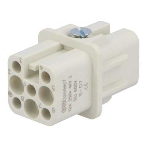 93601-0077; Connector: HDC; contact insert; female; S-D,S-D7; PIN: 8; 7+PE; 10A; MOLEX