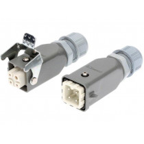 93608-0390; Connector: HDC; male + female; PIN: 4; 3+PE; size 3A; for cable; MOLEX