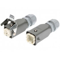 93608-0391; Connector: HDC; male + female; PIN: 5; 4+PE; size 3A; for cable; MOLEX