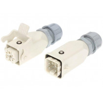 93608-0393; Connector: HDC; male + female; PIN: 5; 4+PE; size 3A; for cable; MOLEX