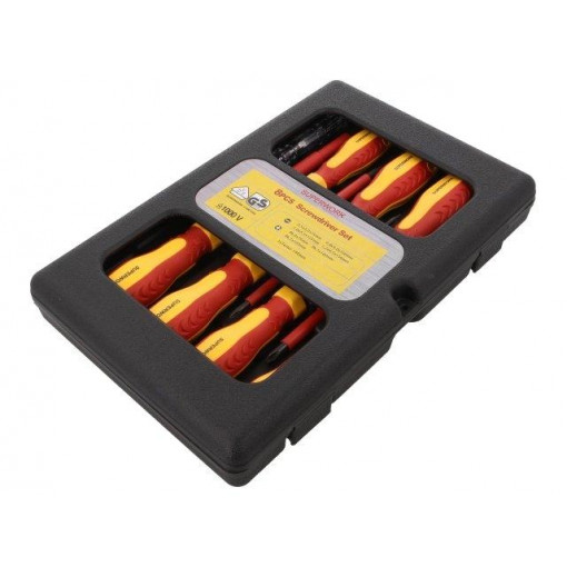 ; Kit: screwdrivers; Pcs: 8; insulated; 1kVAC; Phillips,slot; NEWBRAND