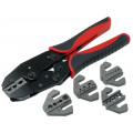 NB-CRIMPSET05; The set contains: crimp tool,five interchangeable jaws; 220mm; NEWBRAND