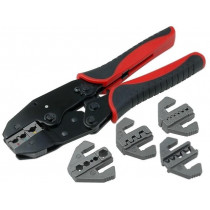 NB-CRIMPSET05; The set contains: crimp tool,five interchangeable jaws; 220mm; NEWBRAND