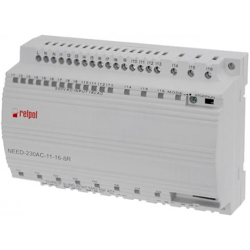 NEED-230AC-11-16-8R; Programmable relay; OUT1: 250VAC/10A; IN: 16; Anal.in: 3; OUT: 8; RELPOL