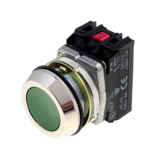 NEF30-K2XZ; Switch: push-button; Stabl.pos: 1; NO x2; 30mm; green; IP56; Pos: 2; PROMET