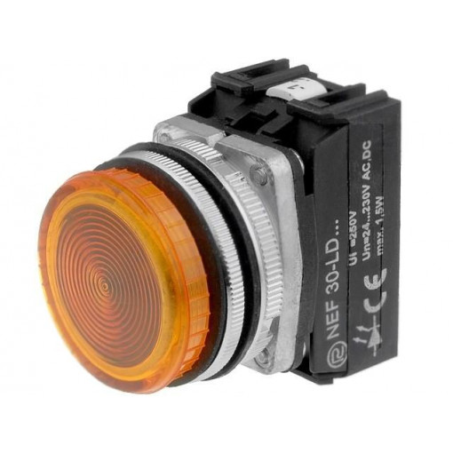 NEF30-LDG 24-230V AC/DC; Control lamp; NEF30; Illumin: LED; 24÷230VAC; Colour: yellow; PROMET
